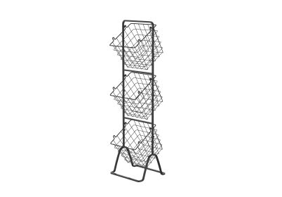 Oceanstar 3-Tier Metal Wire Storage Basket Stand with Removable Baskets – Black