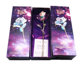 24K Luminous Color Gold Rose Flower Set (Option: No Light)