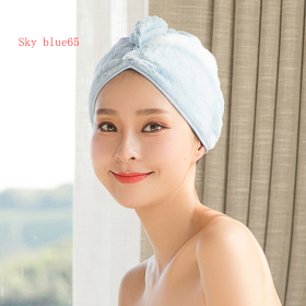 Women's Hair Dryer Cap, Absorbent Dry Hair Towel (Option: Sky blue65)