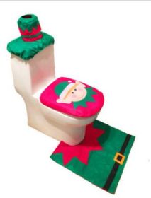 Merry Christmas Bathroom Curtain Santa Claus Toilet Seat Christmas Decorations (Option: Elf 3pcs 1set)