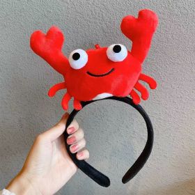 Cute and funny stuffed animal crayfish crab headband cartoon holiday promotion headband hairpin headwear (Color: crab)